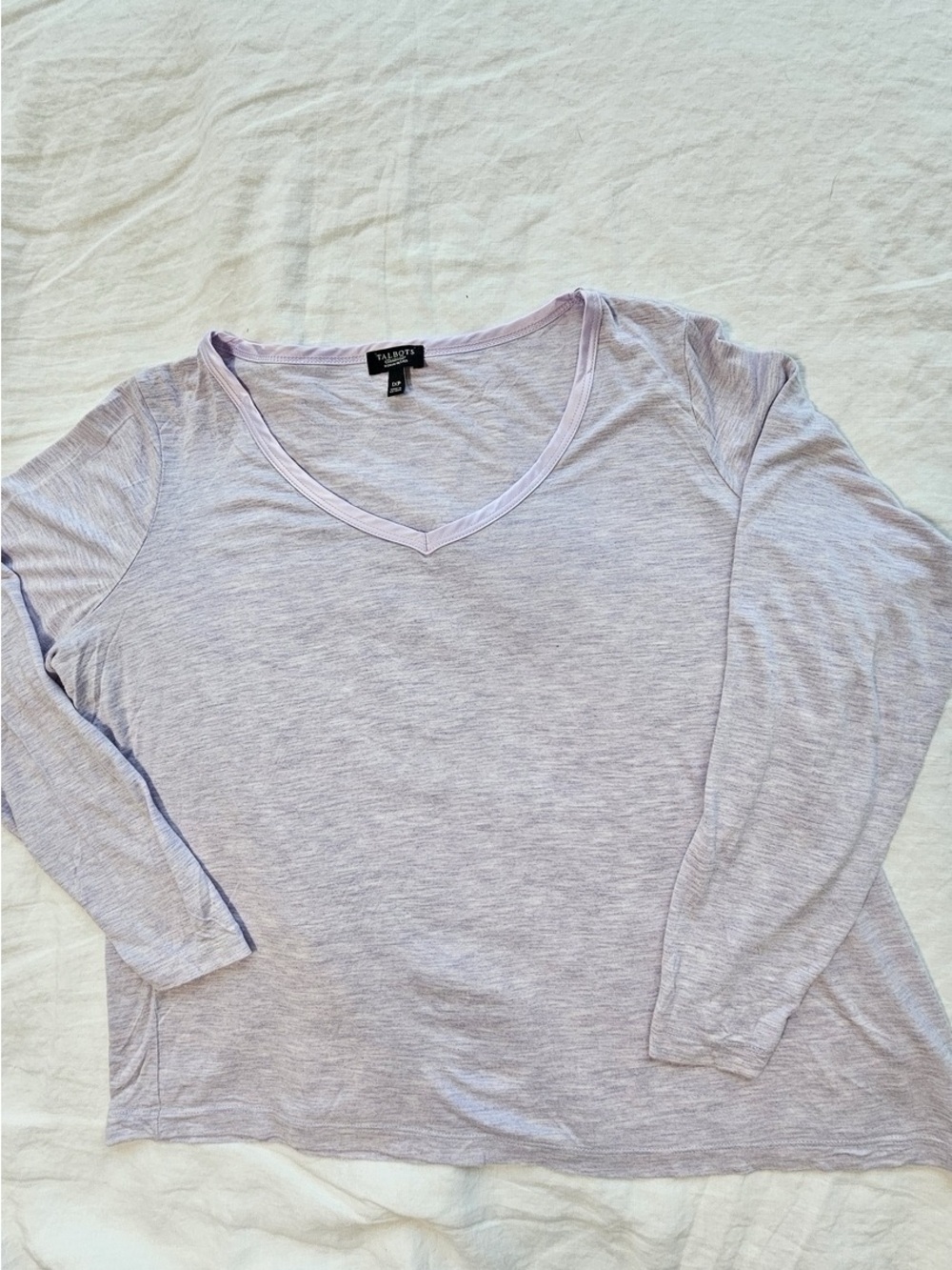 Talbots Light Lavender V-Neck Long Sleeve Tee